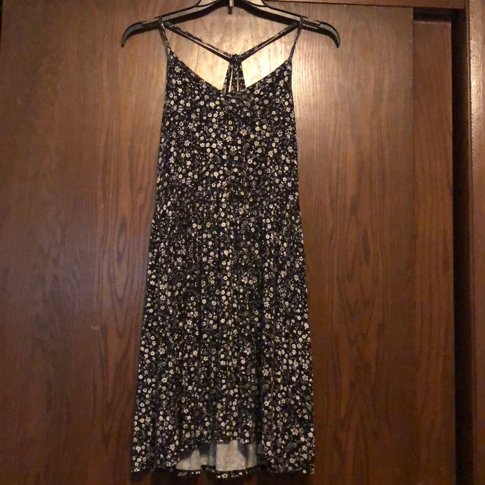 Very soft, black flowery skater dress.